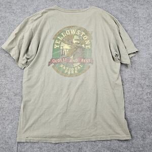 Vintage Yellowstone National Park Shirt Mens XL Green Moose 90s Outdoors Y2K